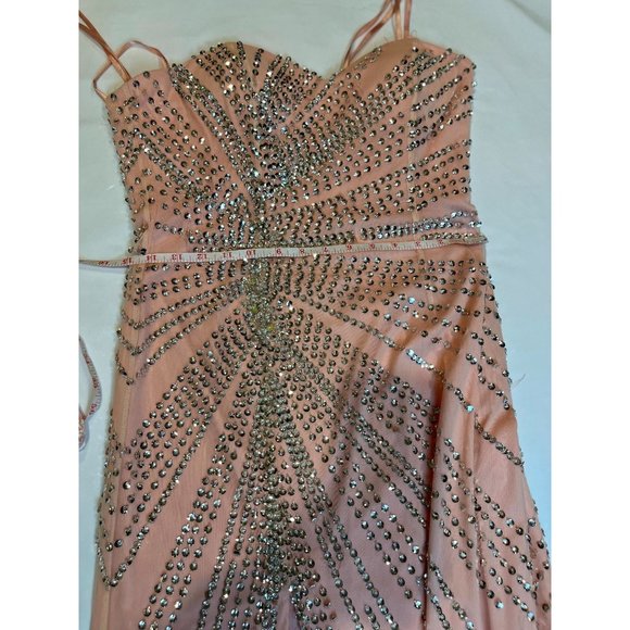 Cache Women Gorgeous Strapless Beaded Long Maxi Dress Front Slit Pink Size 8 - Picture 7 of 11